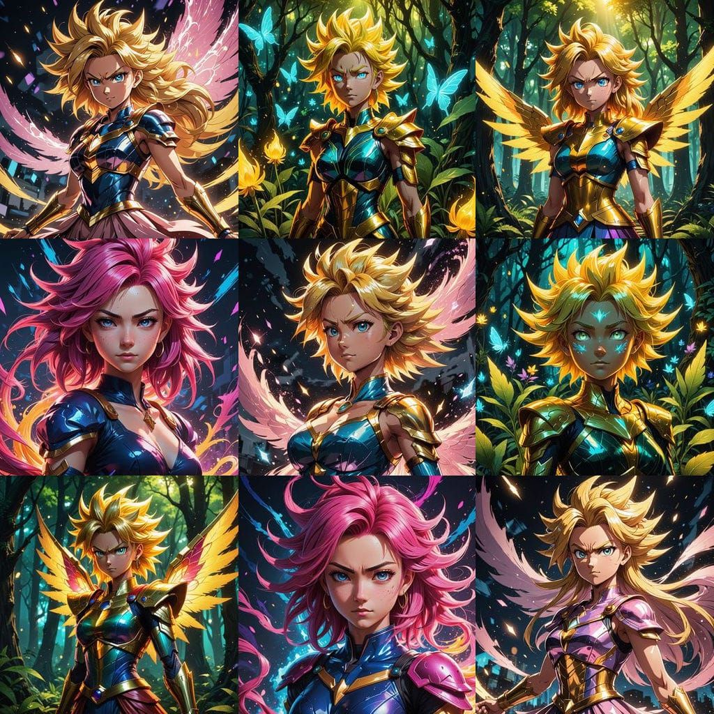 Ethereal Super Saiyan Princess in Anime Cinematic Style