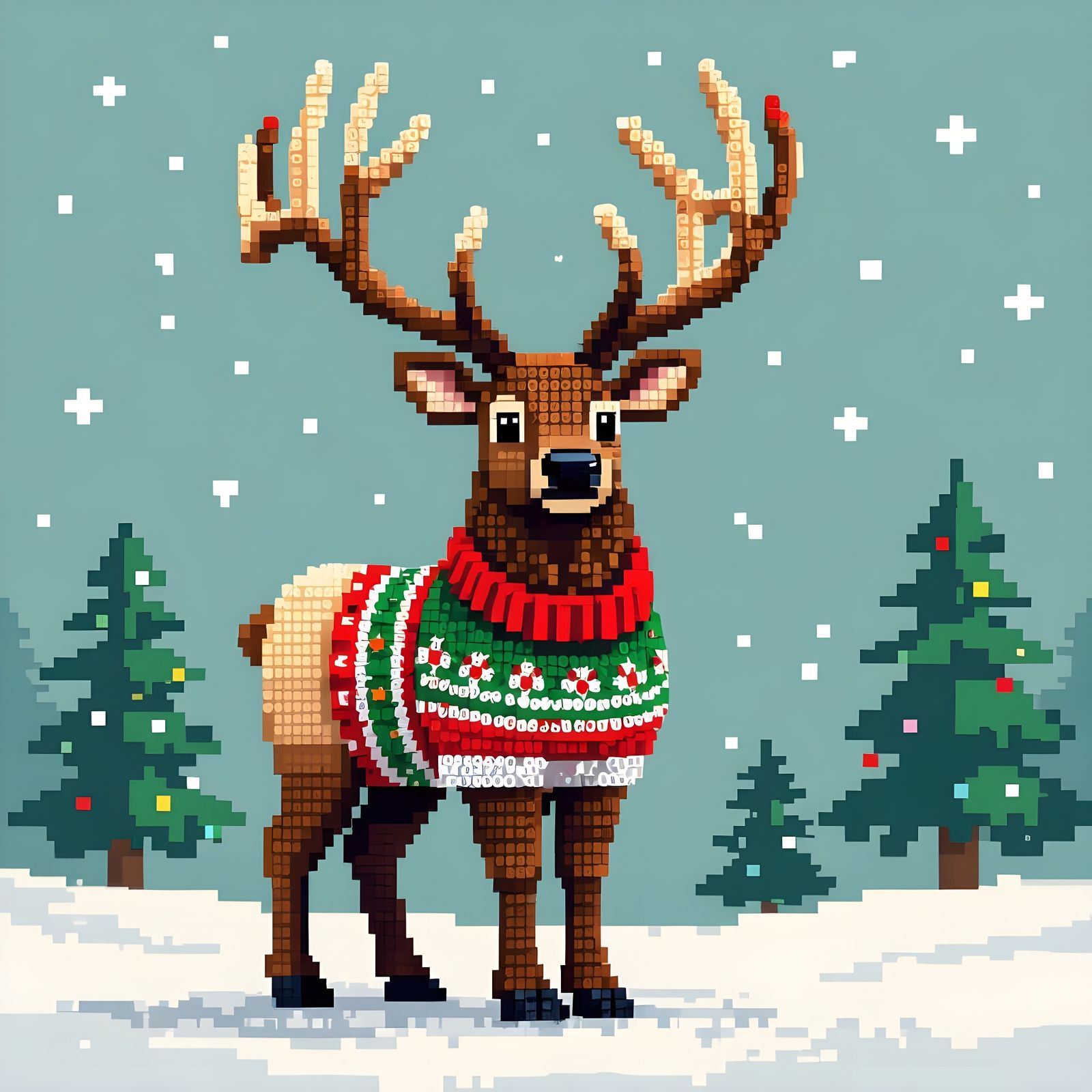 Hama Bead Elk in Festive Christmas Jumper