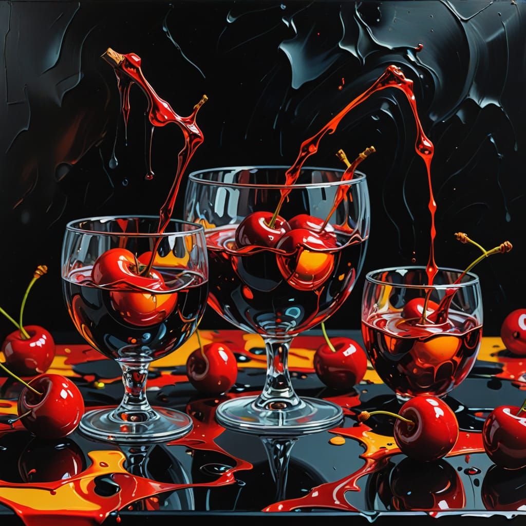 Surrealistic Cherries in Opulent Decay