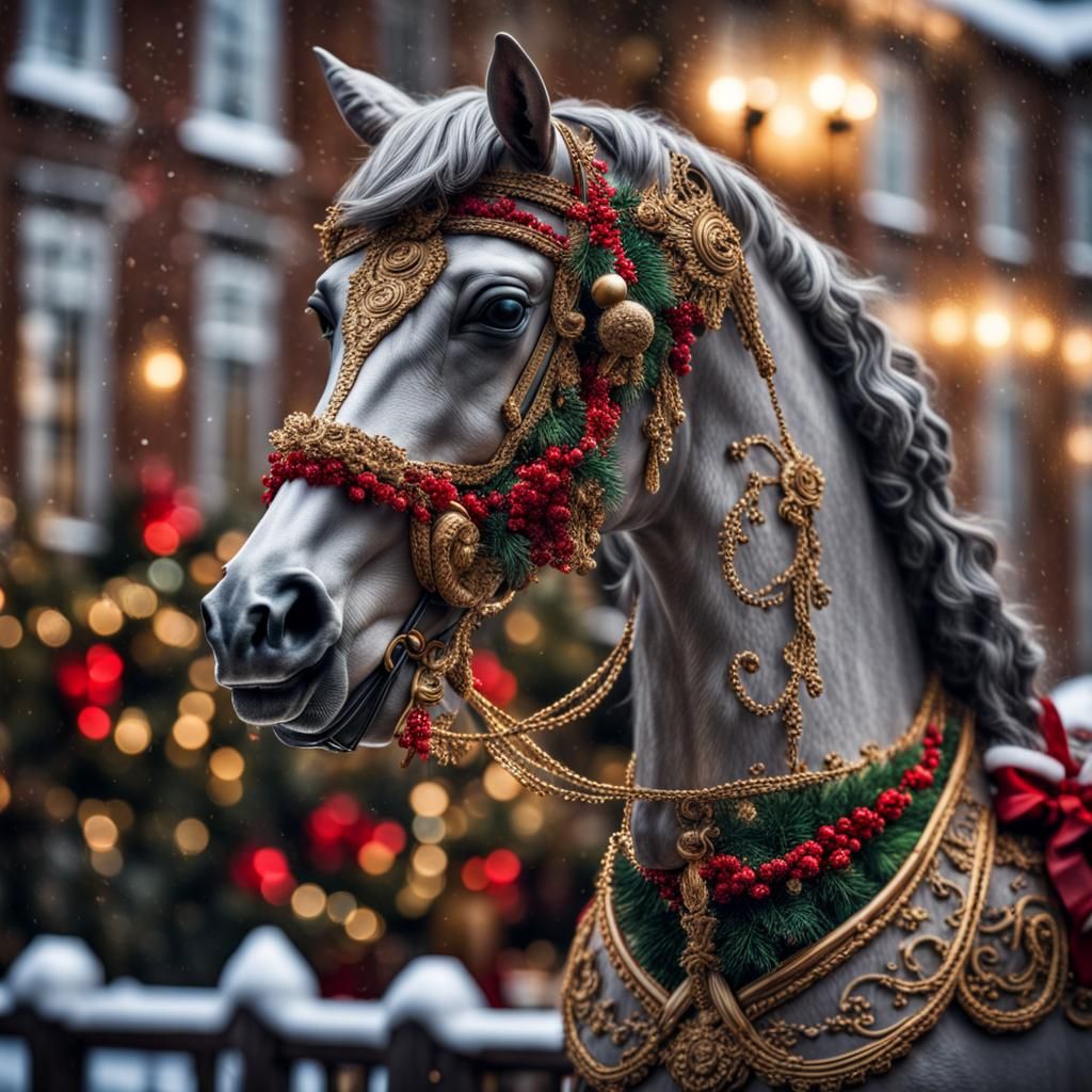 Hyperrealistic Christmas Horse with Intricate Details