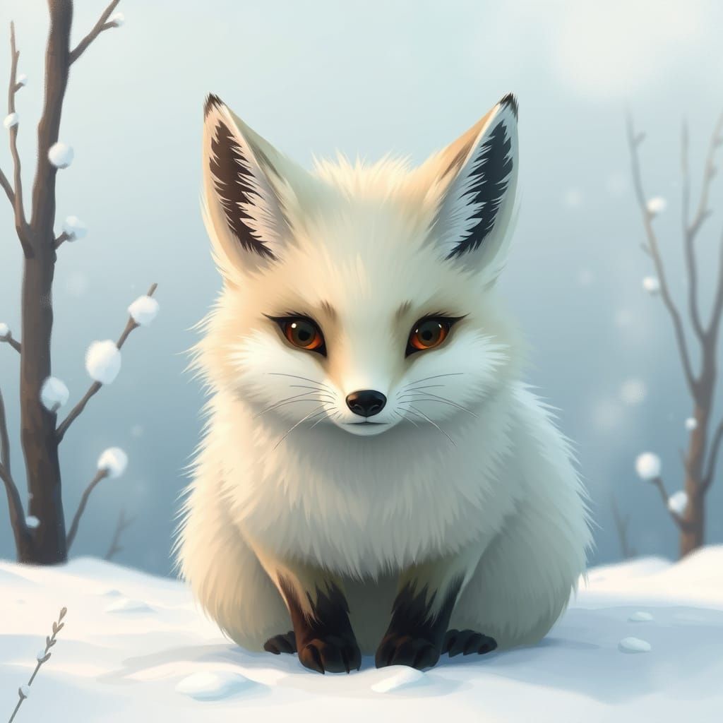 Arctic Fox Hare Hybrid in Whimsical Style