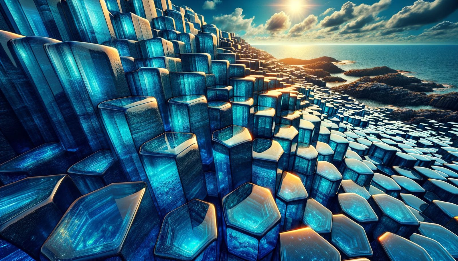 Blue Glass Devil's Causeway: A Surreal Landscape