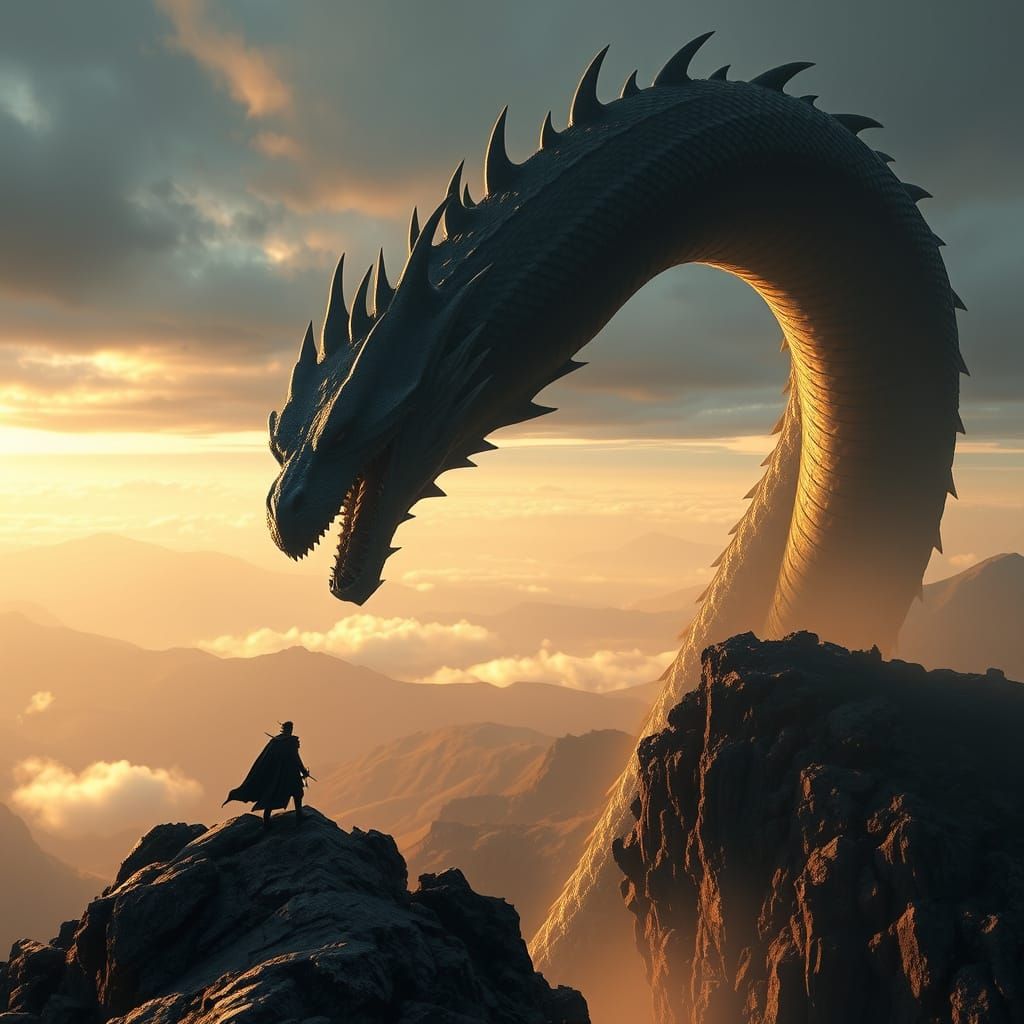Ethereal Dragon Looms Over the Landscape in Hyperrealistic D...