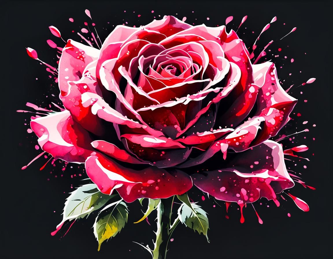 Ink Splatter Rose: Dramatic Blooming Effect