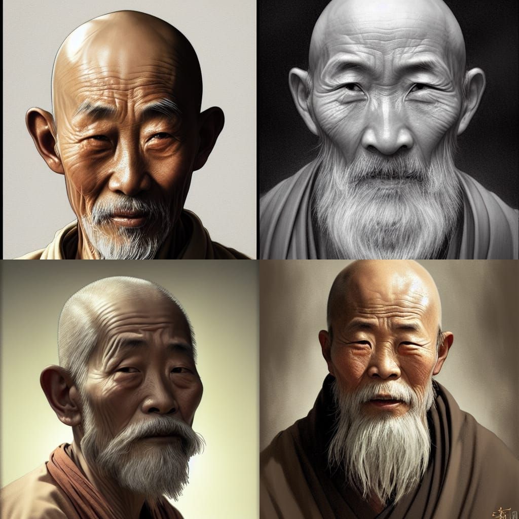 Kind Japanese Herbalist Monk Portrait in 8K