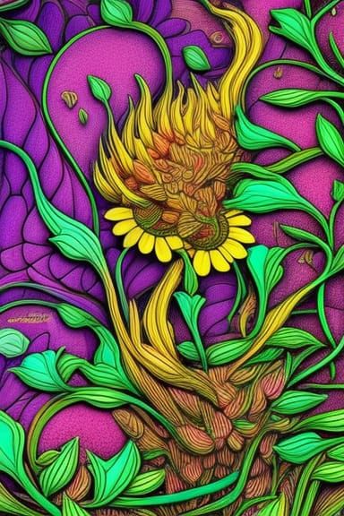 Gigantic Flower Creature in Detailed Digital Painting