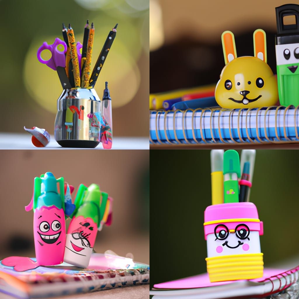 Cute School Supplies in Sharp Focus