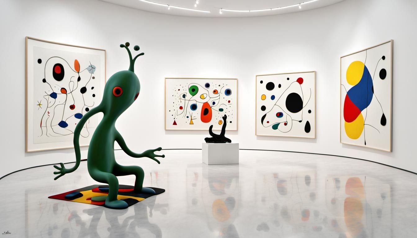 Alien Figures Admiring Art in Surreal Digital Painting