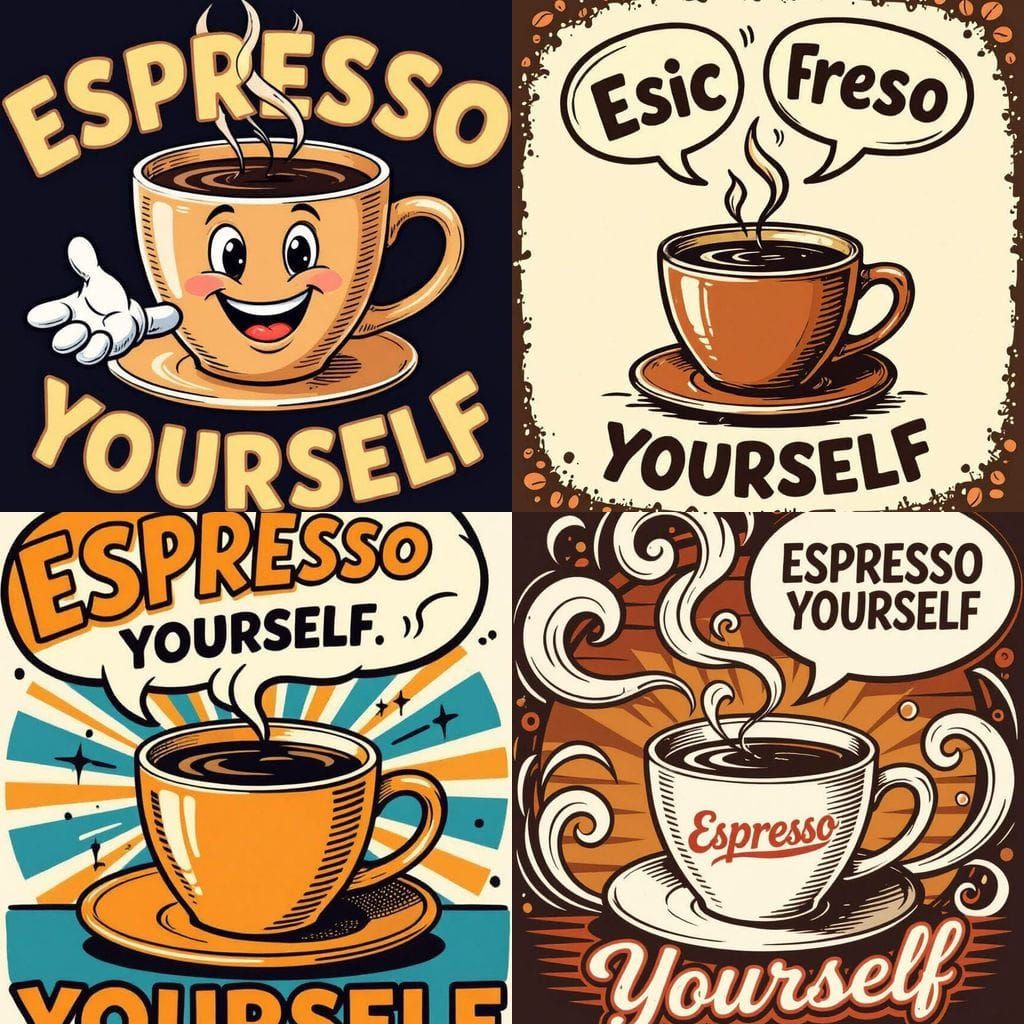 Espresso Yourself: Creative Coffee Pun T-Shirt Design