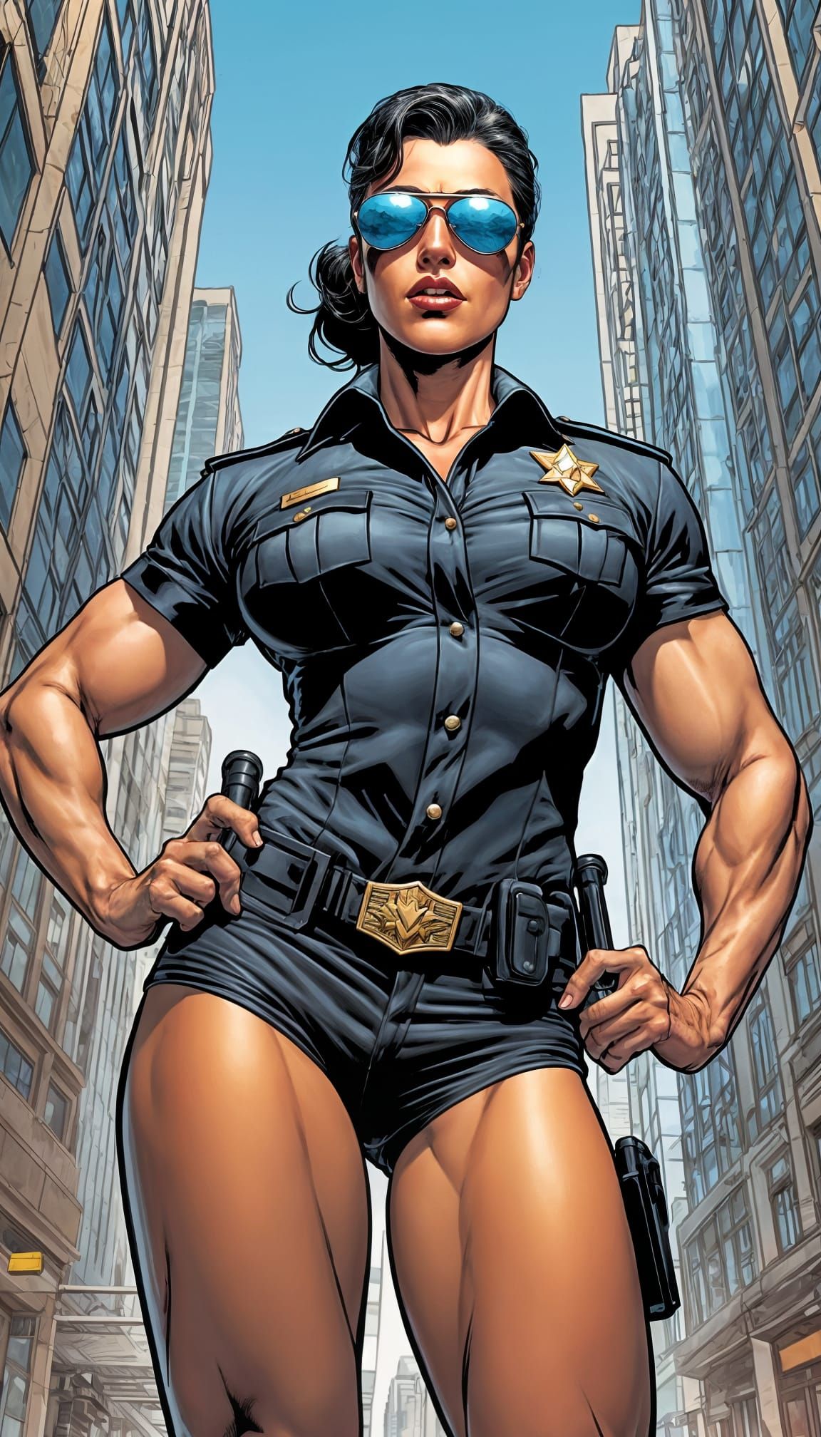 Wonder Woman as a Muscular Police Officer
