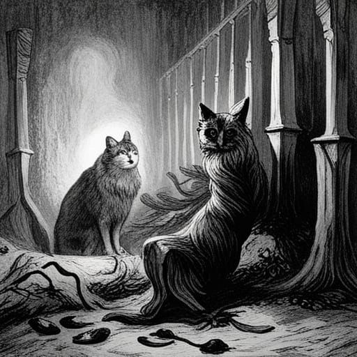 The Yule Cat: A Gothic Horror Illustration
