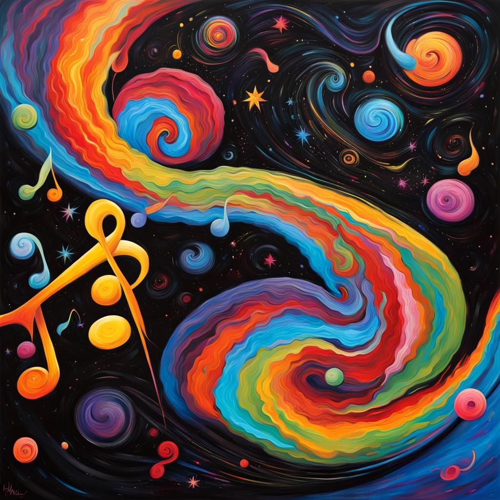 Cosmic Music in Vivid Impasto Style