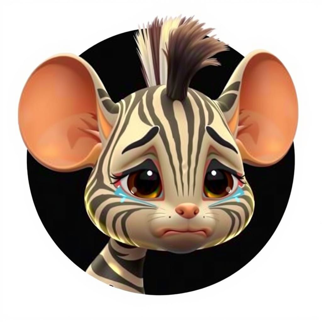 Cute 3D Zebra Mouse in a Black Circle