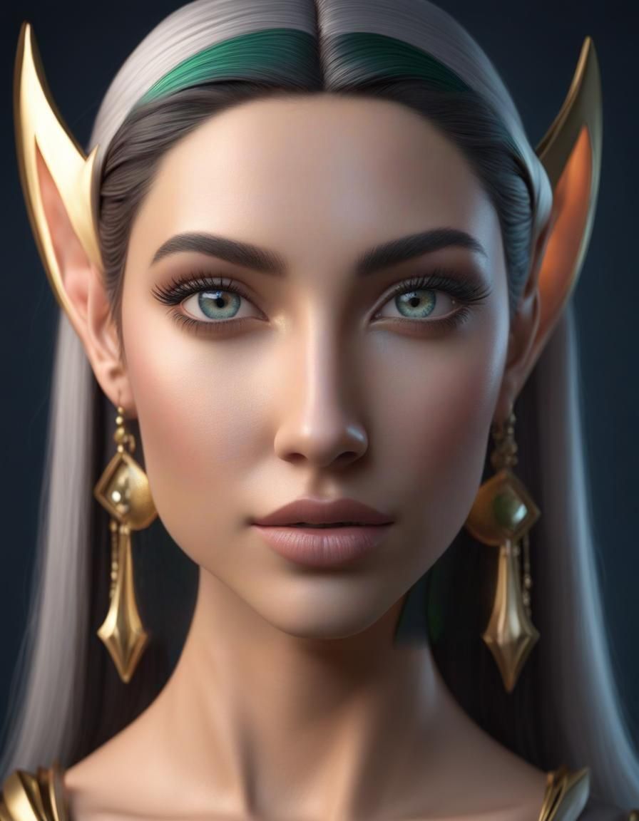 Elven Woman Portrait in Realistic 3D