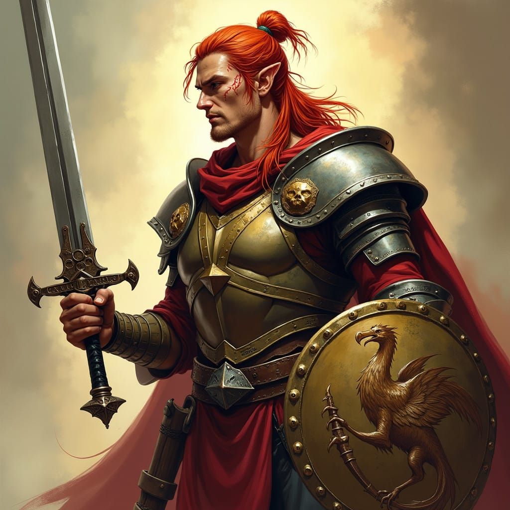 Battle-Hardened 30-Something Elf Warrior in Articulated Armo...