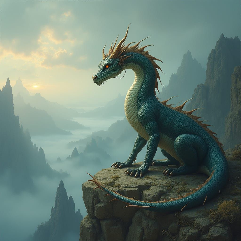 Majestic Dragon Contemplates a Lonely Expanse