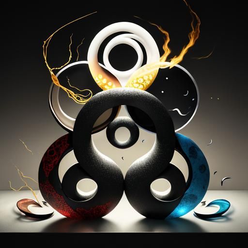 Taoist Philosophy Inspired Artwork with Dynamic Forces