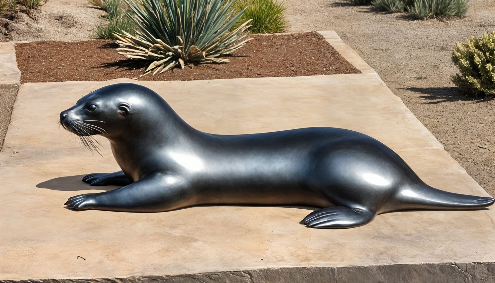 Metal California Sea Lion Sculpture on Anvil