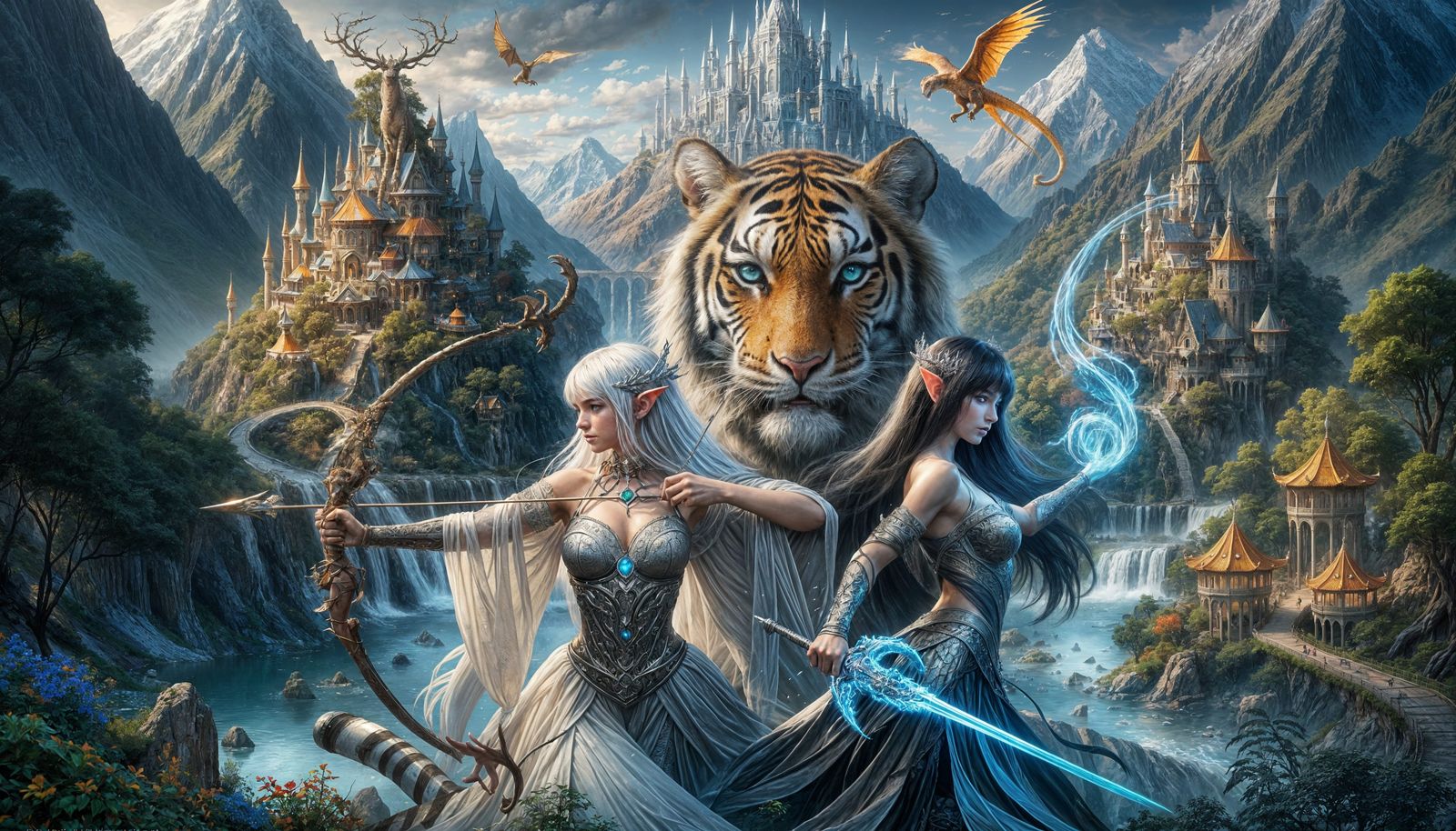 Tiger Between Elf Queen and Archer in Valley
