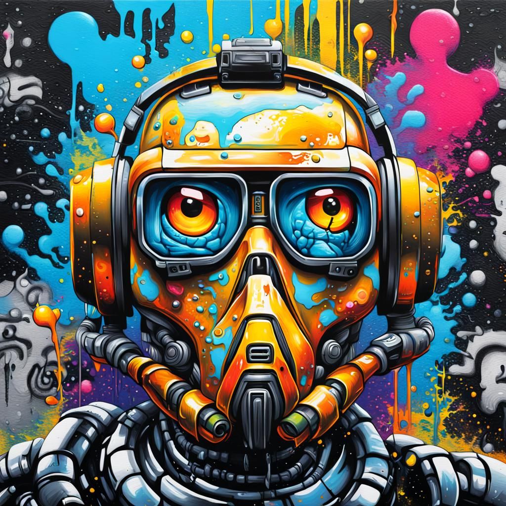 Cyborg Duck Graffiti Art in Ultra Quality