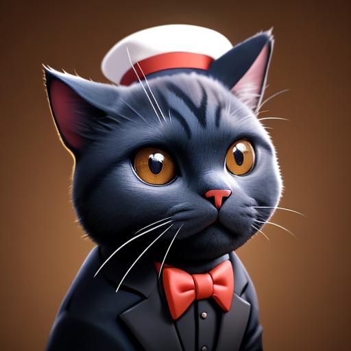 Cat in Tuxedo with Cake: Formal Portrait