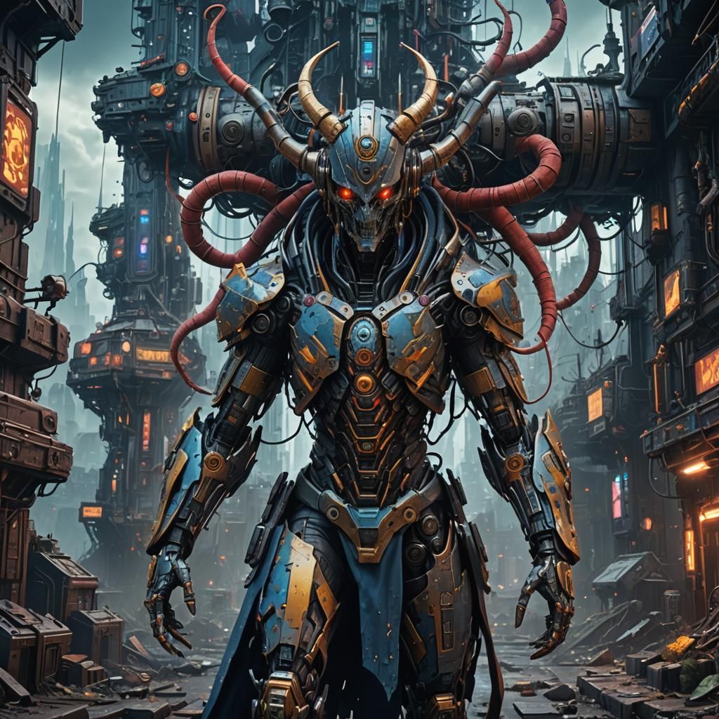 Cybernetic Human in Weirdcore Fantasy Art