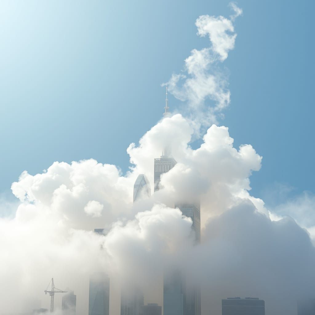 Cityscape Emerges From Ethereal Steam Clouds
