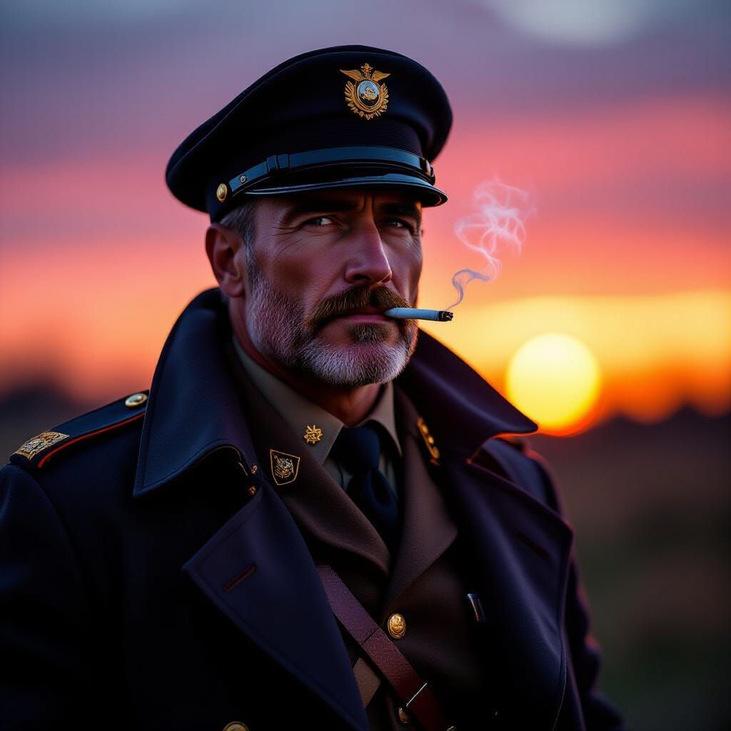 Officer Silhouette at Sunset: Professional Photography