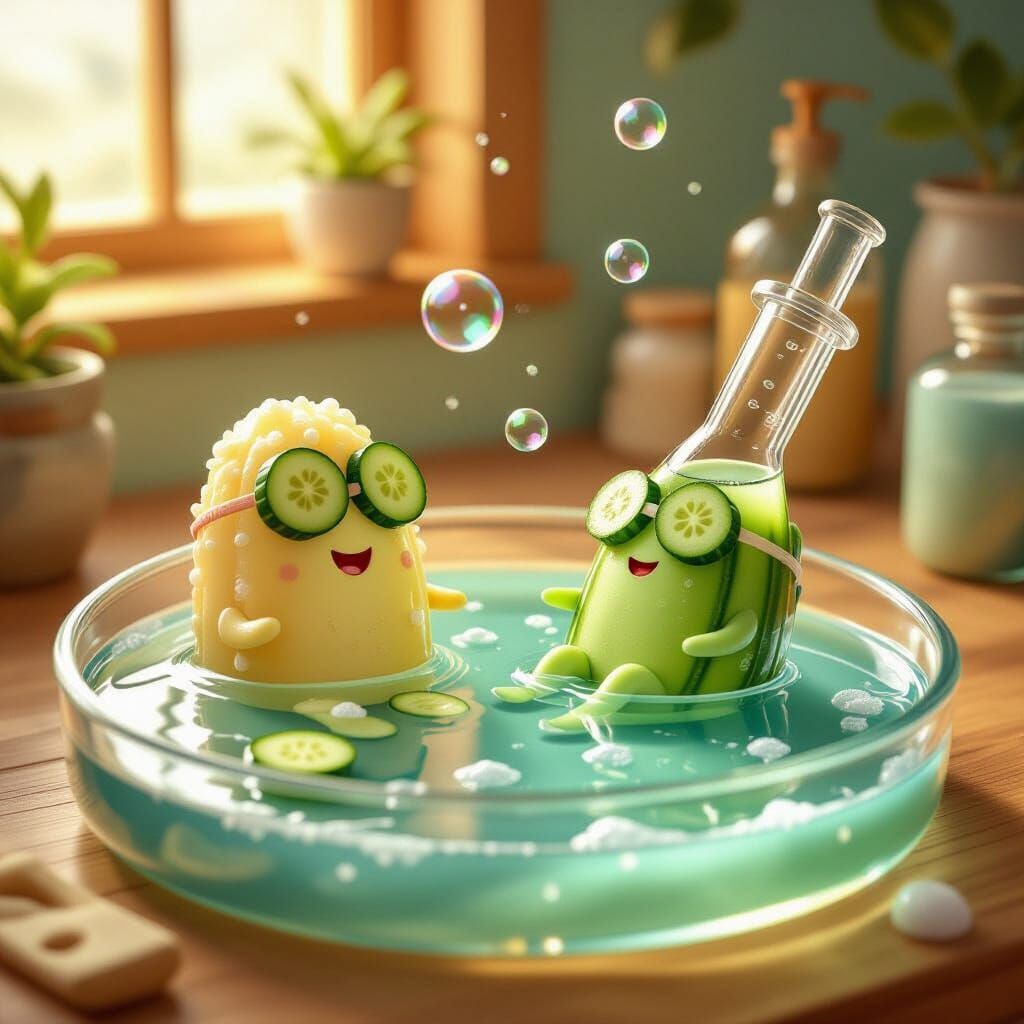 Microbes Relaxing in a Petri Dish Spa