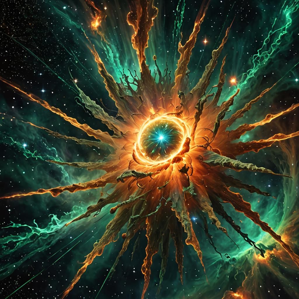 Spectacular Supernova Explosion in Digital Painting Style