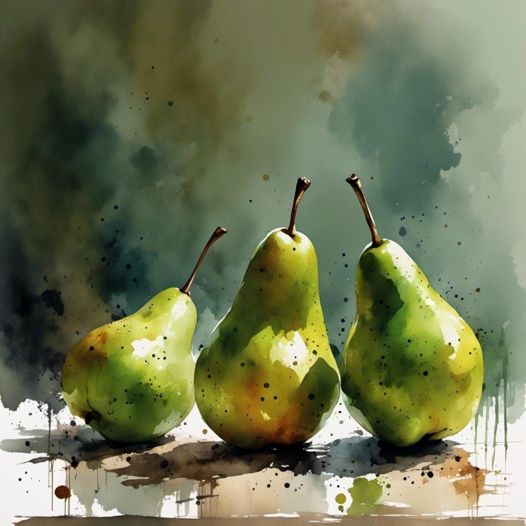 Three Pears on White Background