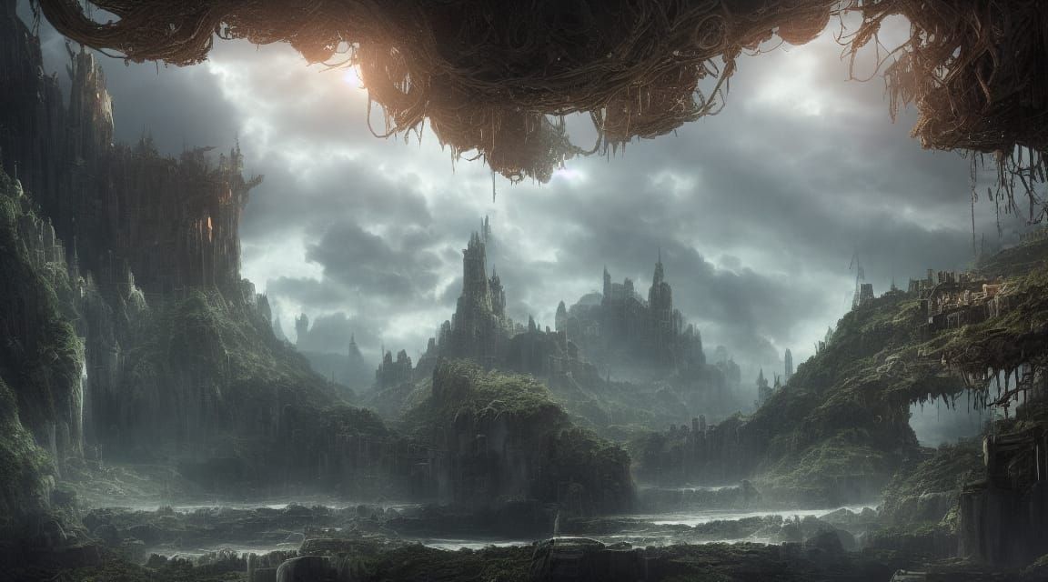 Dramatic Maximalist Digital Matte Painting