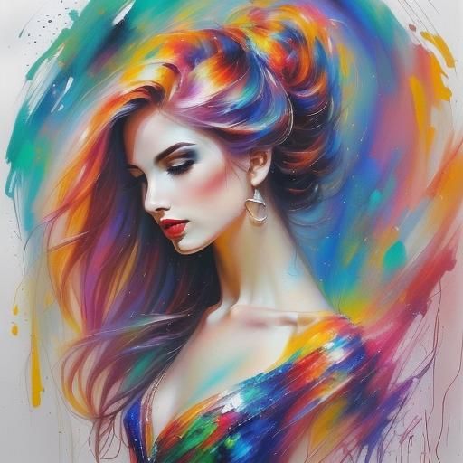 Anime-Style Prism Crystal Figure with Flowing Hair