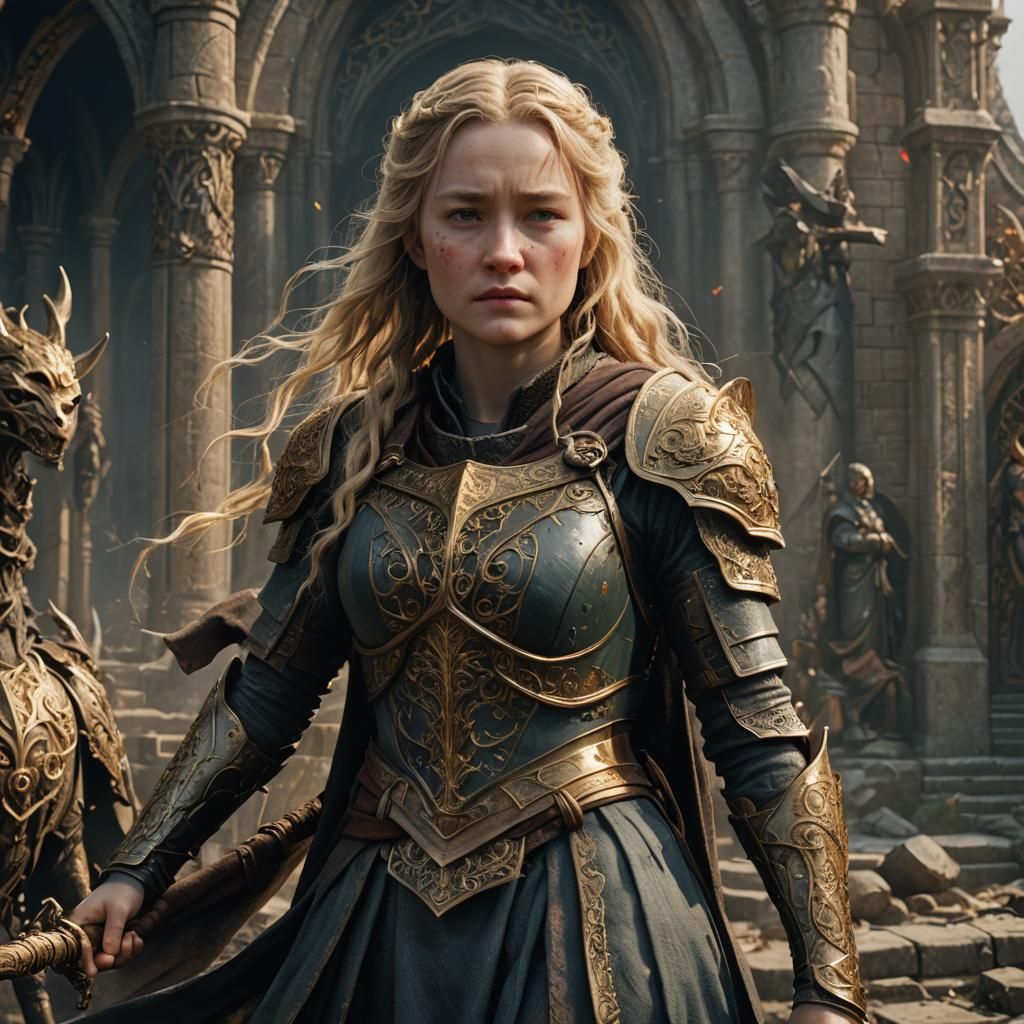 Eowyn Action Figure Statue in Detailed Digital Art