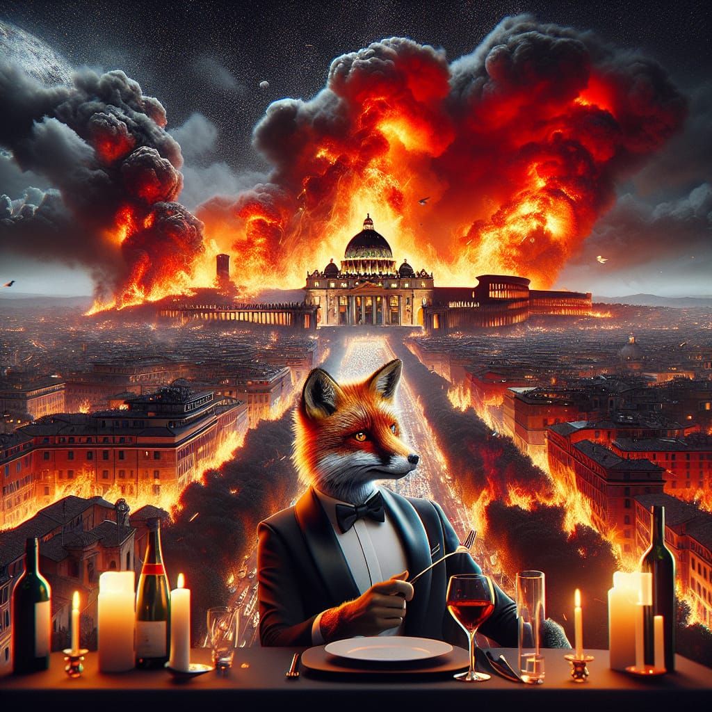 Rome in Flames: Cinematic Panoramic View