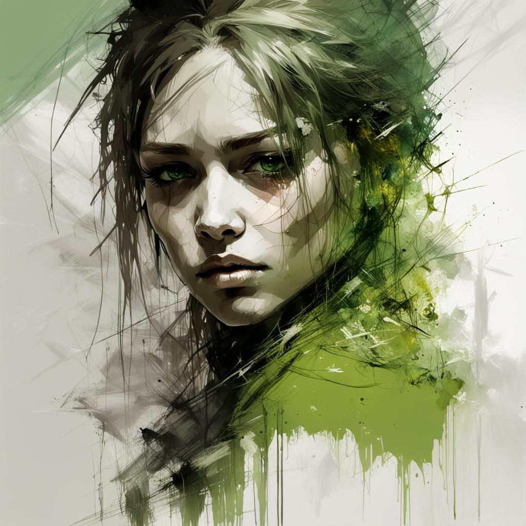 Peridot Crystal Girl: Detailed Digital Art Portrait