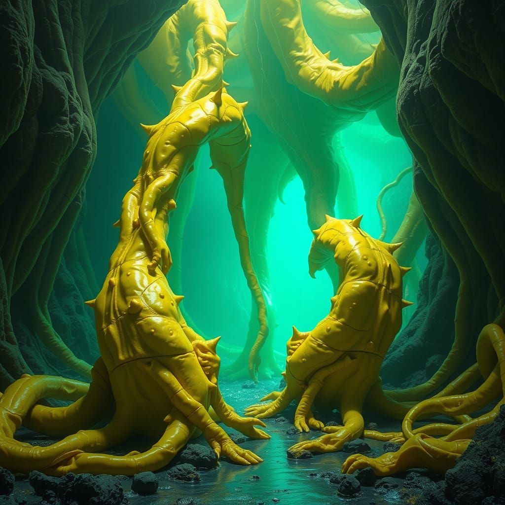 Eerie Plastic Fusion in Dark Fantasy Style