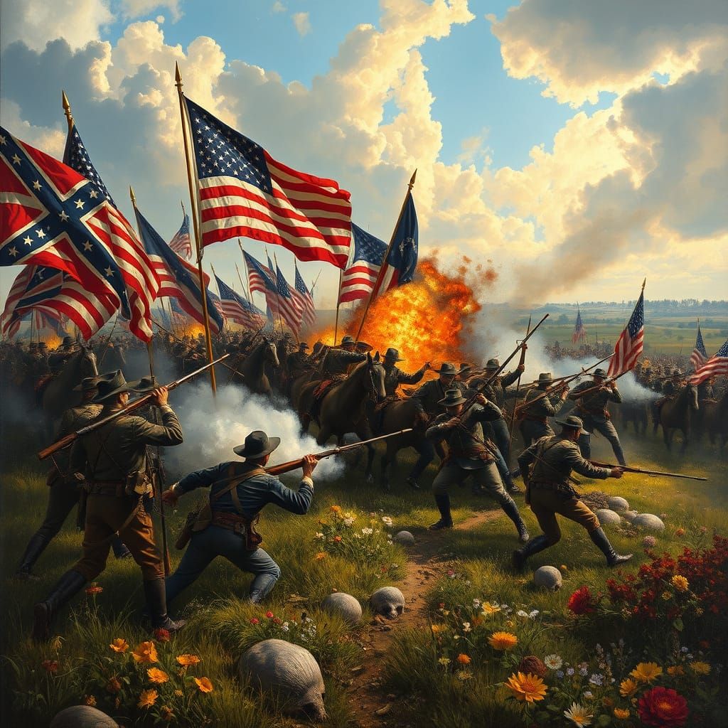 Civil War Chaos in a Beautiful Oil Painting