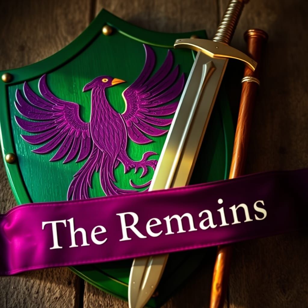 Emerald Shield with Fiery Phoenix and Sword