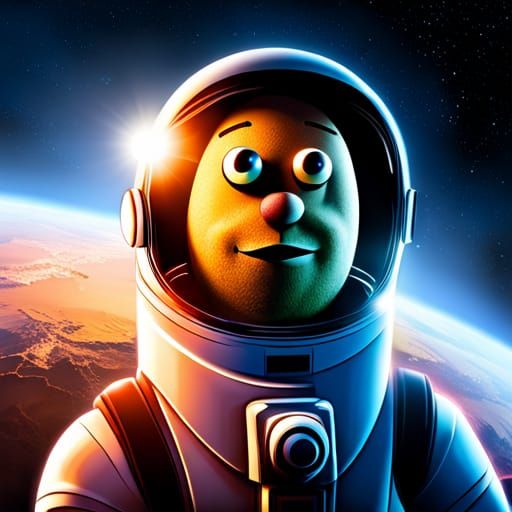 Outer Space Potato Man Illustration