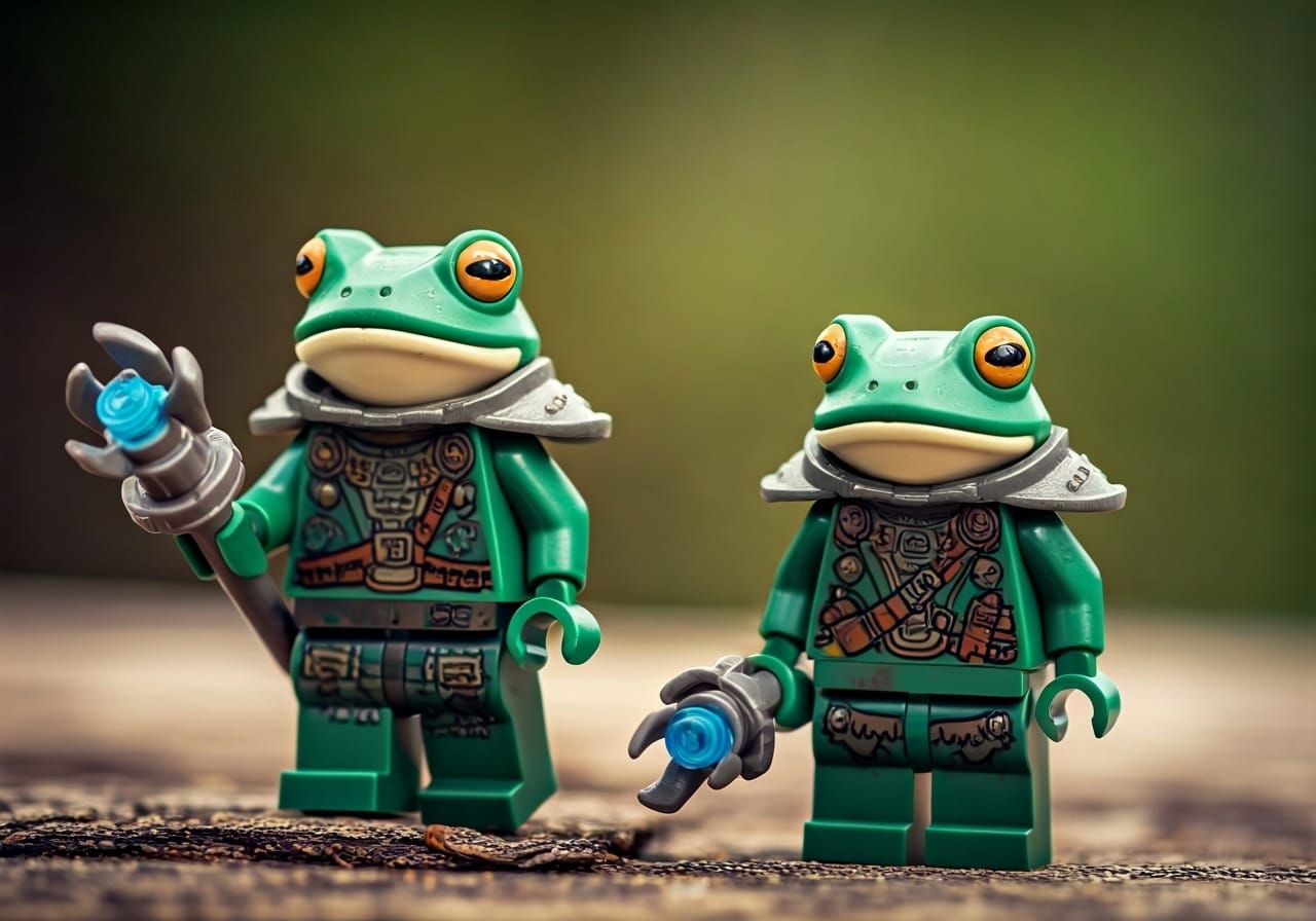 Armored Lego Frog-Men in Sci-Fi Fantasy Style
