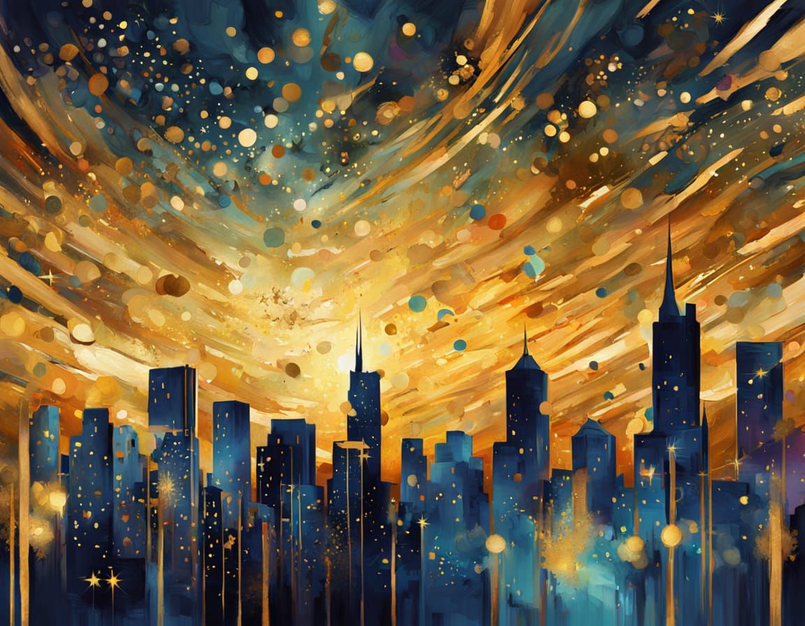 Stunning Cityscape Gallery Scene in Vibrant Digital Art