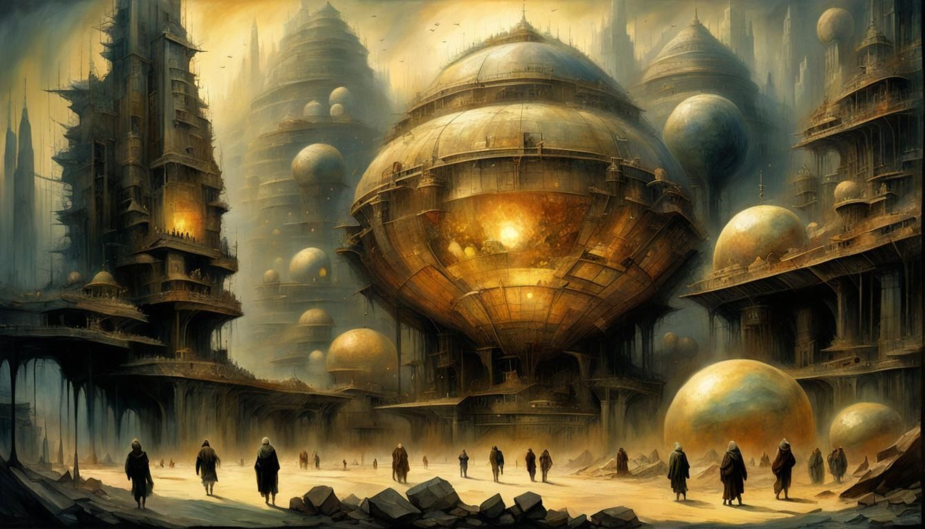 Monumental Art Deco Landscape with Figures