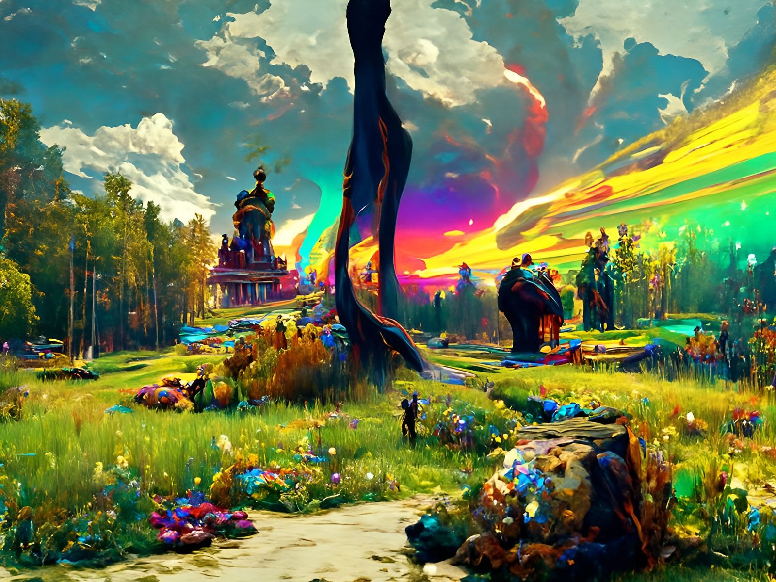Psychedelic Landscape Art in Radiant Impressionism Style