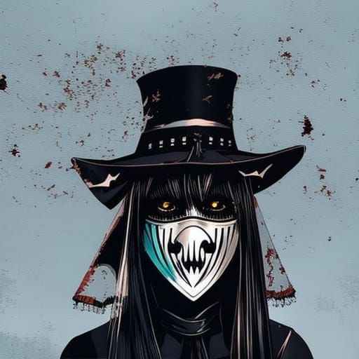 Scary Plague Mask Girl in Dark Horror Anime Style