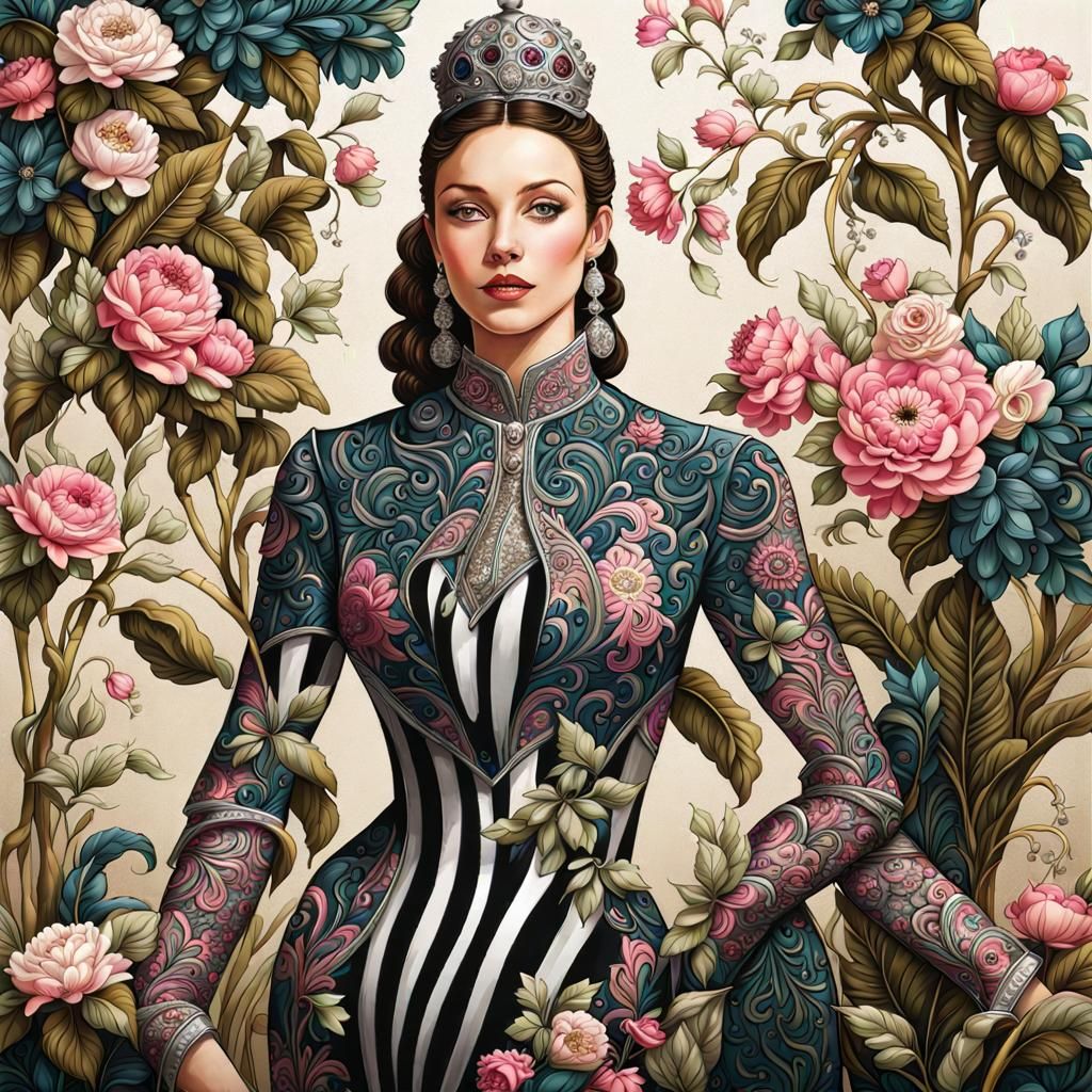 Detailed 3D Tapestry with Floral Design