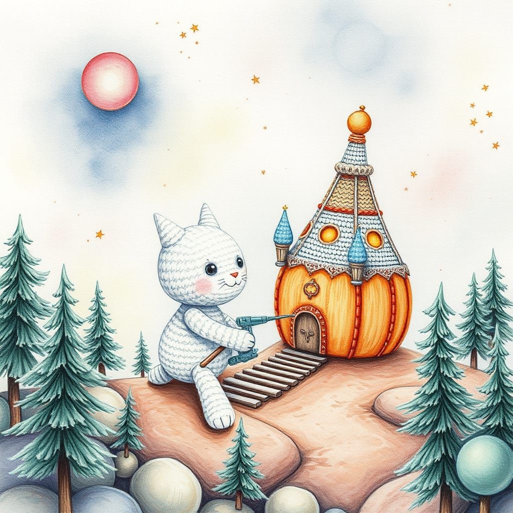 Amigurumi Bat in Tove Jansson Watercolor Style