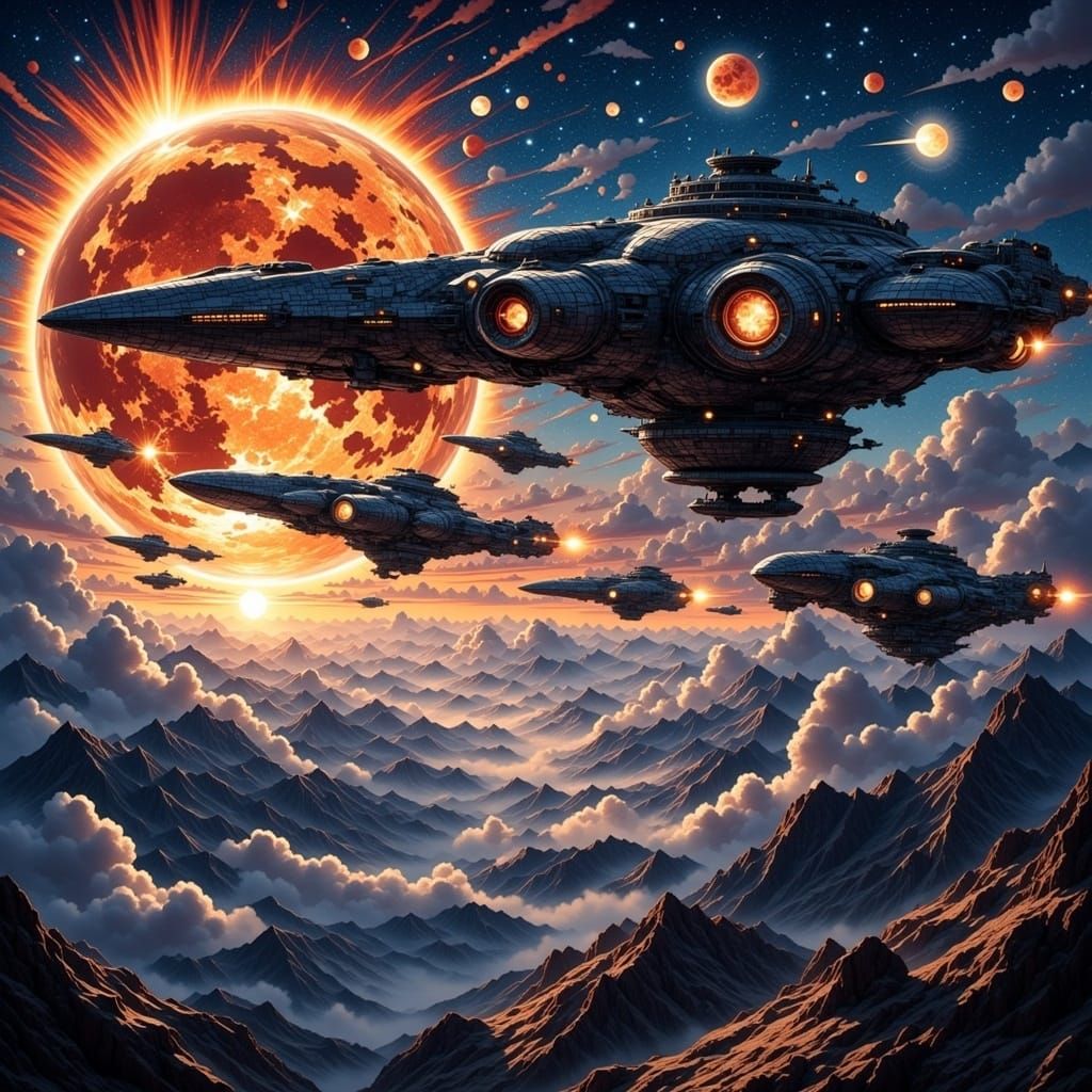 Cosmic Invasion Fleets Under Sunlit Tiles