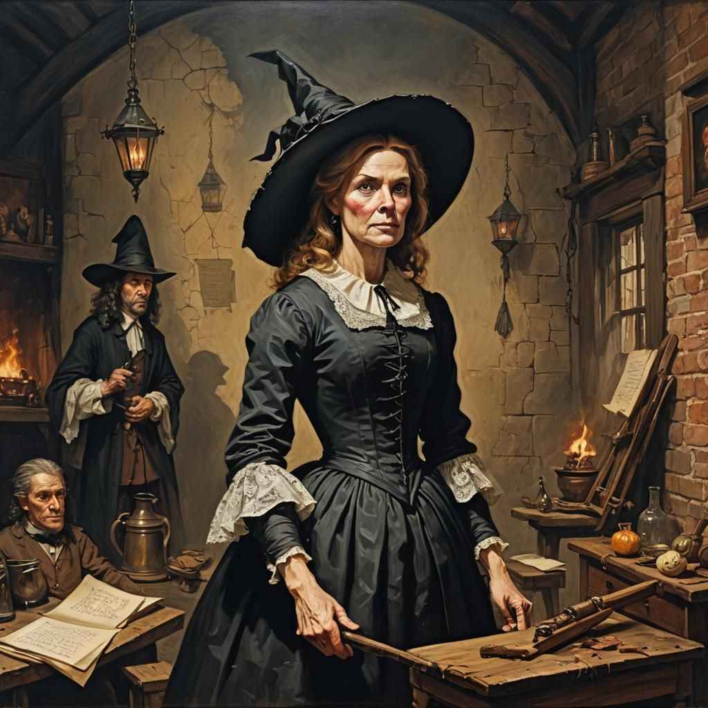 Bewitched Reimagined as Rembrandt-Style Historical Oil Paint...
