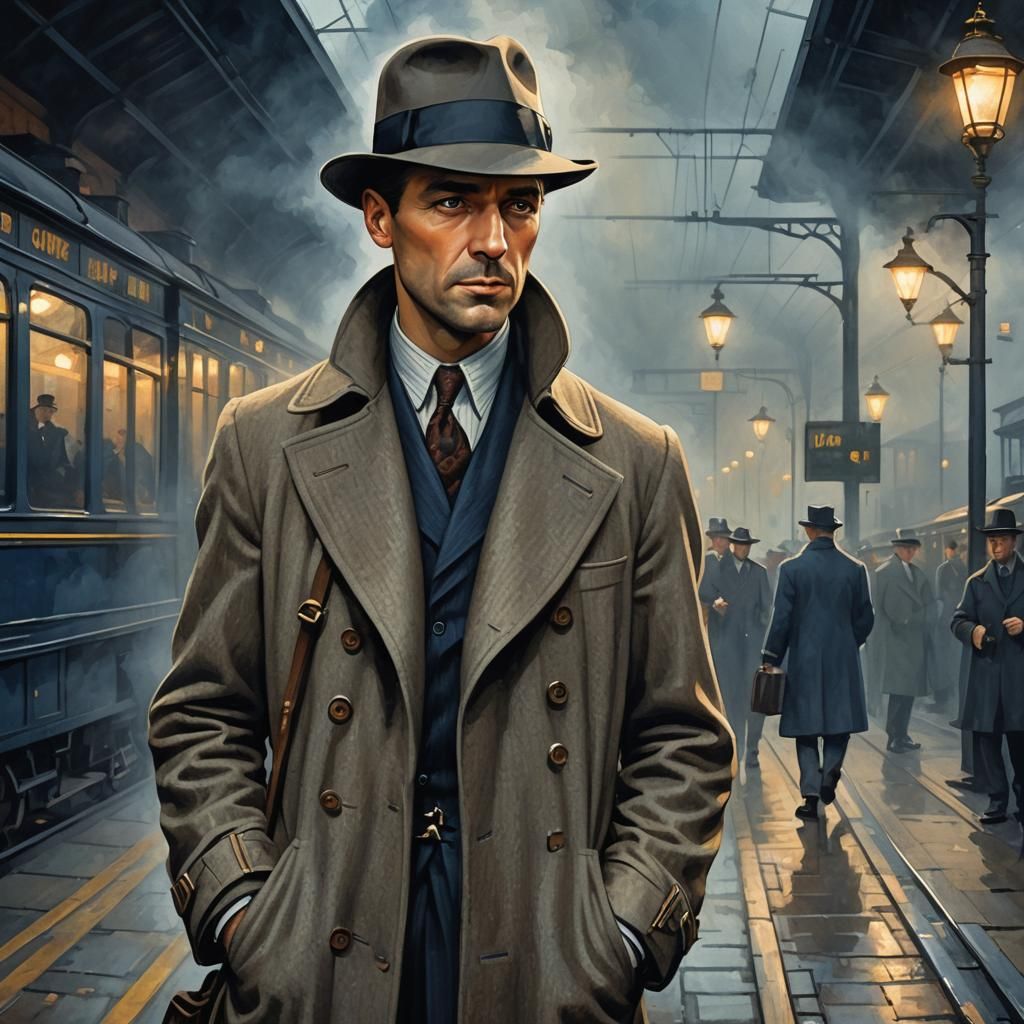 Art Deco Detective in 1930s Railway Station